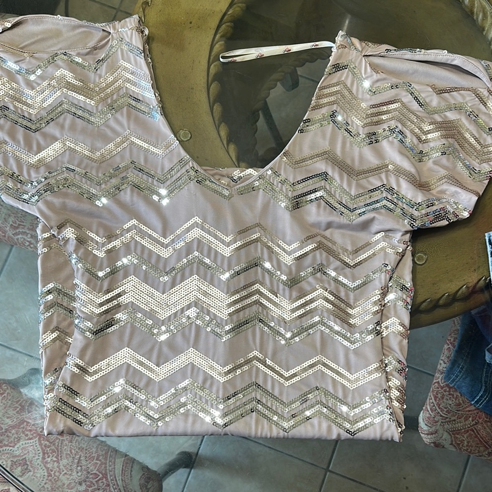 Sequin Embellished dress - gold sequin nude dress color